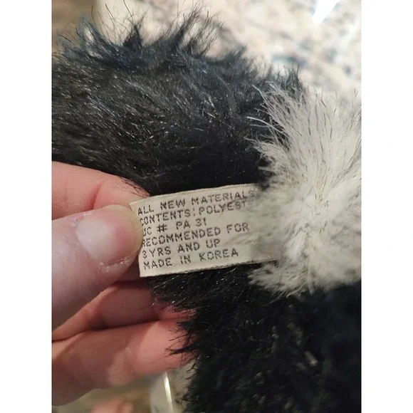 Vintage Gerber Precious Plush Dog Puppy Stuffed Animal Grey Fluffy White Black - Picture 5 of 5